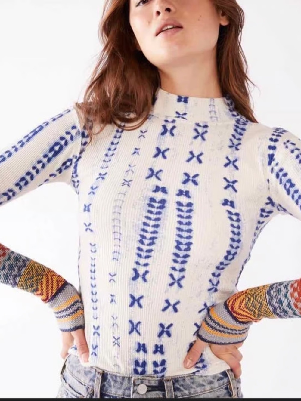 Free People Wonderful Swit Thermal in Cloud Combo